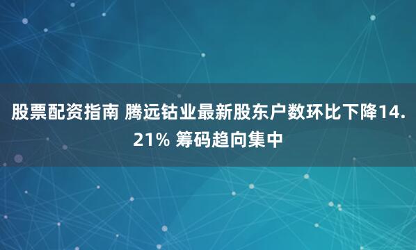 股票配资指南 腾远钴业最新股东户数环比下降14.21% 筹码趋向集中