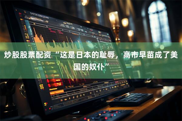 炒股股票配资 “这是日本的耻辱，高市早苗成了美国的奴仆”