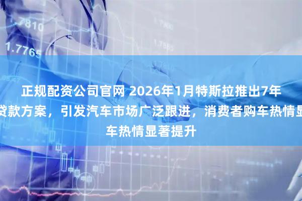正规配资公司官网 2026年1月特斯拉推出7年超低息贷款方案，引发汽车市场广泛跟进，消费者购车热情显著提升